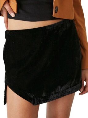 Free People Black Velvet Mini Skirt